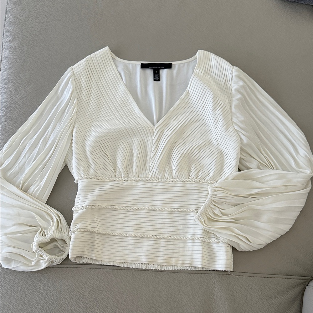 White House Black Market Ivory Textured Blouse